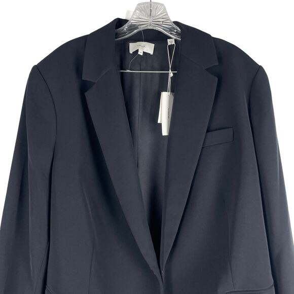 Vince Crepe One Button Blazer Jacket Flap Pockets Black Size 20 - Picture 6 of 11